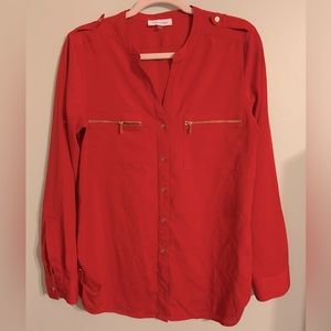 Red Calvin Klein blouse size m
